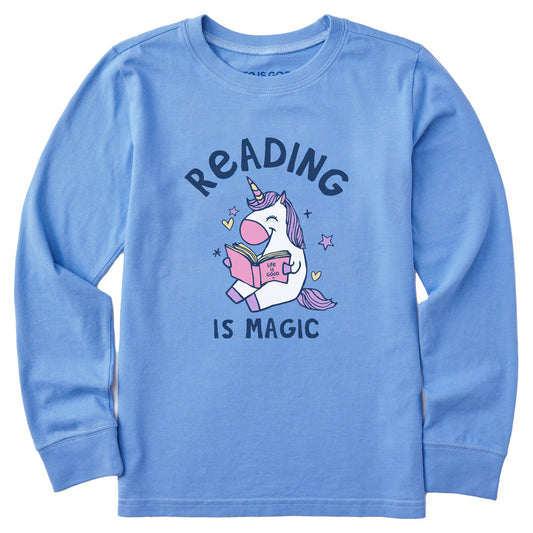 Kids Reading is Magic Unicorn Long Sleeve Crusher Tee