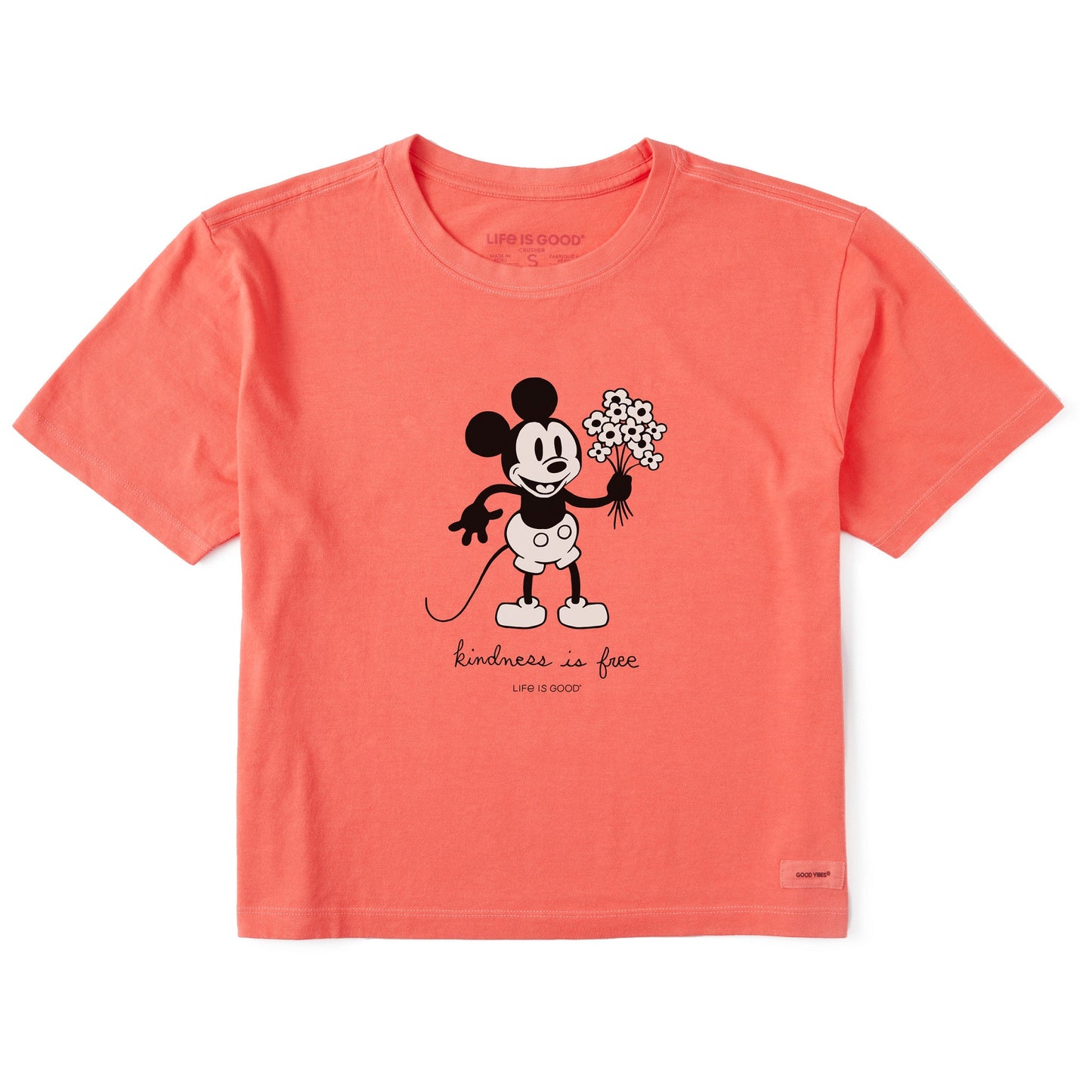 Women's Steamboat Willie Kindness Bouquet Short Sleeve Crusher Boxy Tee