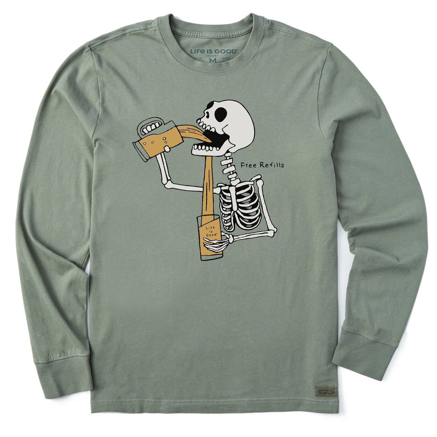 Men's Free Refills Skeleton Long Sleeve Crusher Tee