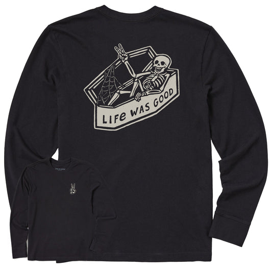 Men's Life Was Good Skeleton Long Sleeve Crusher Tee