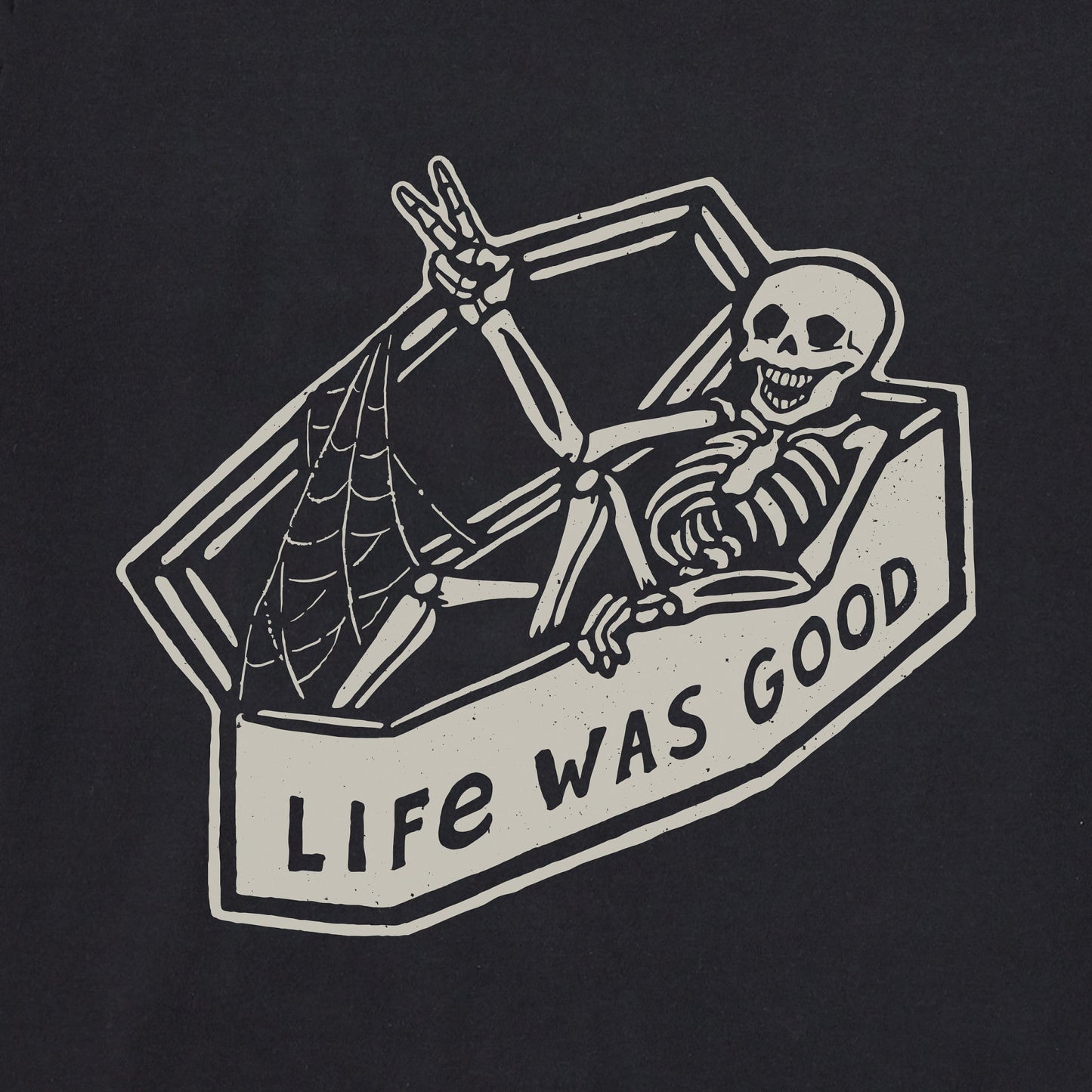 Men's Life Was Good Skeleton Long Sleeve Crusher Tee