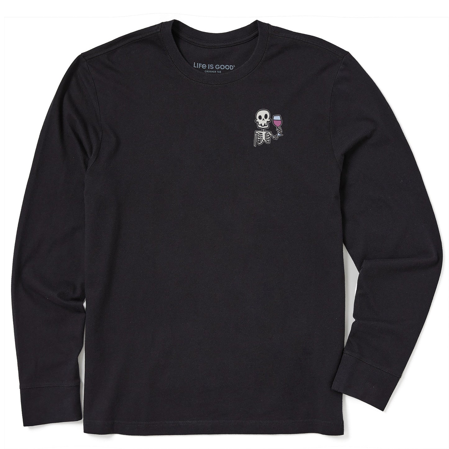 Men's Skeleton with Wine Long Sleeve Crusher Tee