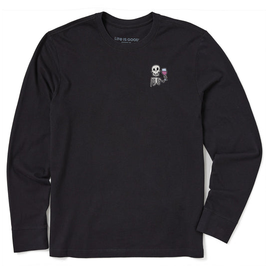 Men's Skeleton with Wine Long Sleeve Crusher Tee