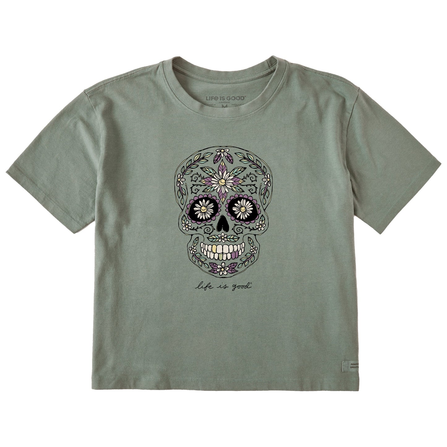 Women's Daisy Skull Short Sleeve Crusher Boxy Tee