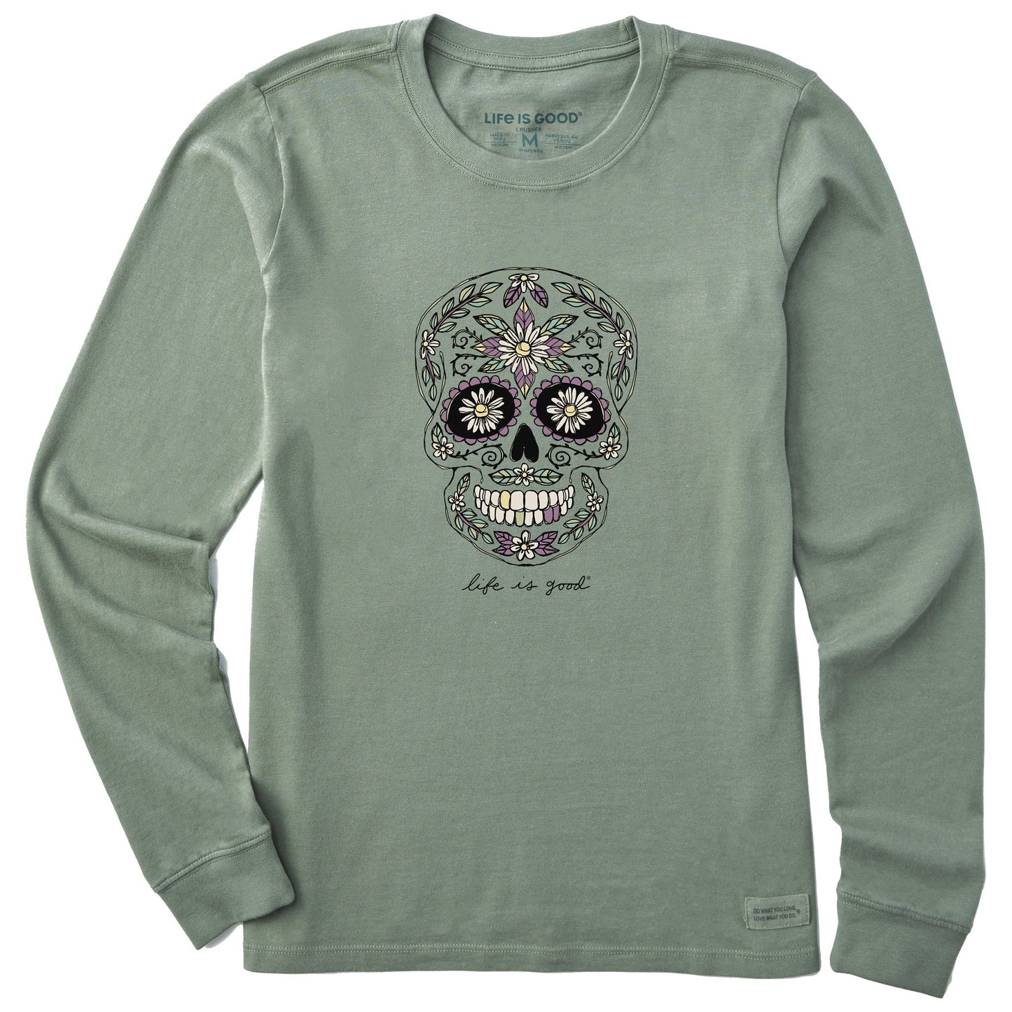 Women's Daisy Skull Long Sleeve Crusher Tee