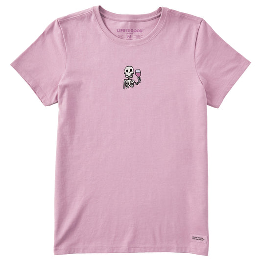 Women's Skeleton with Wine Short Sleeve Crusher Tee