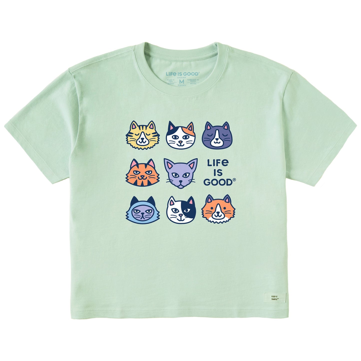 Women's Cute Cats Short Sleeve Crusher Boxy Tee