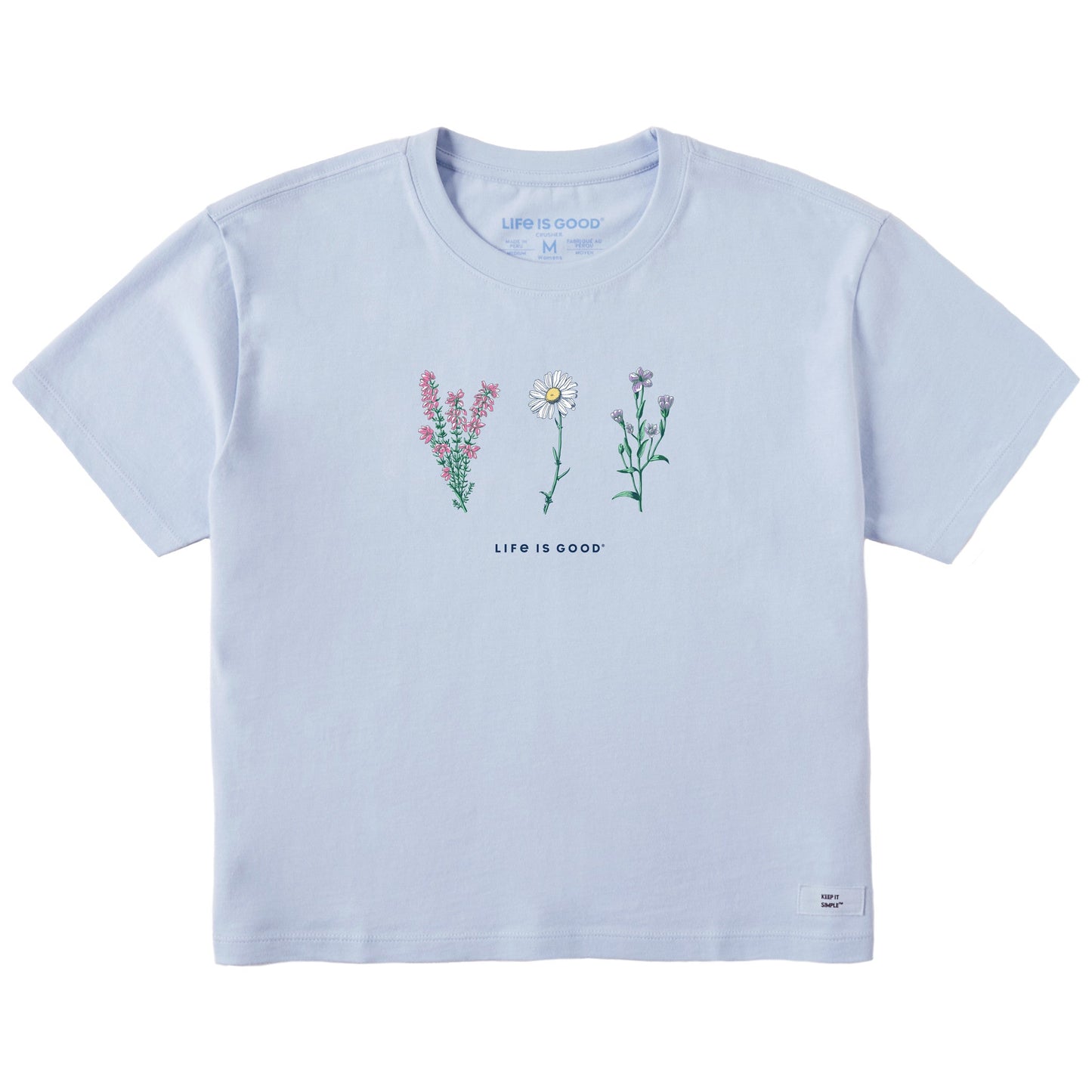 Women's Detailed Wildflowers Short Sleeve Crusher Boxy Tee