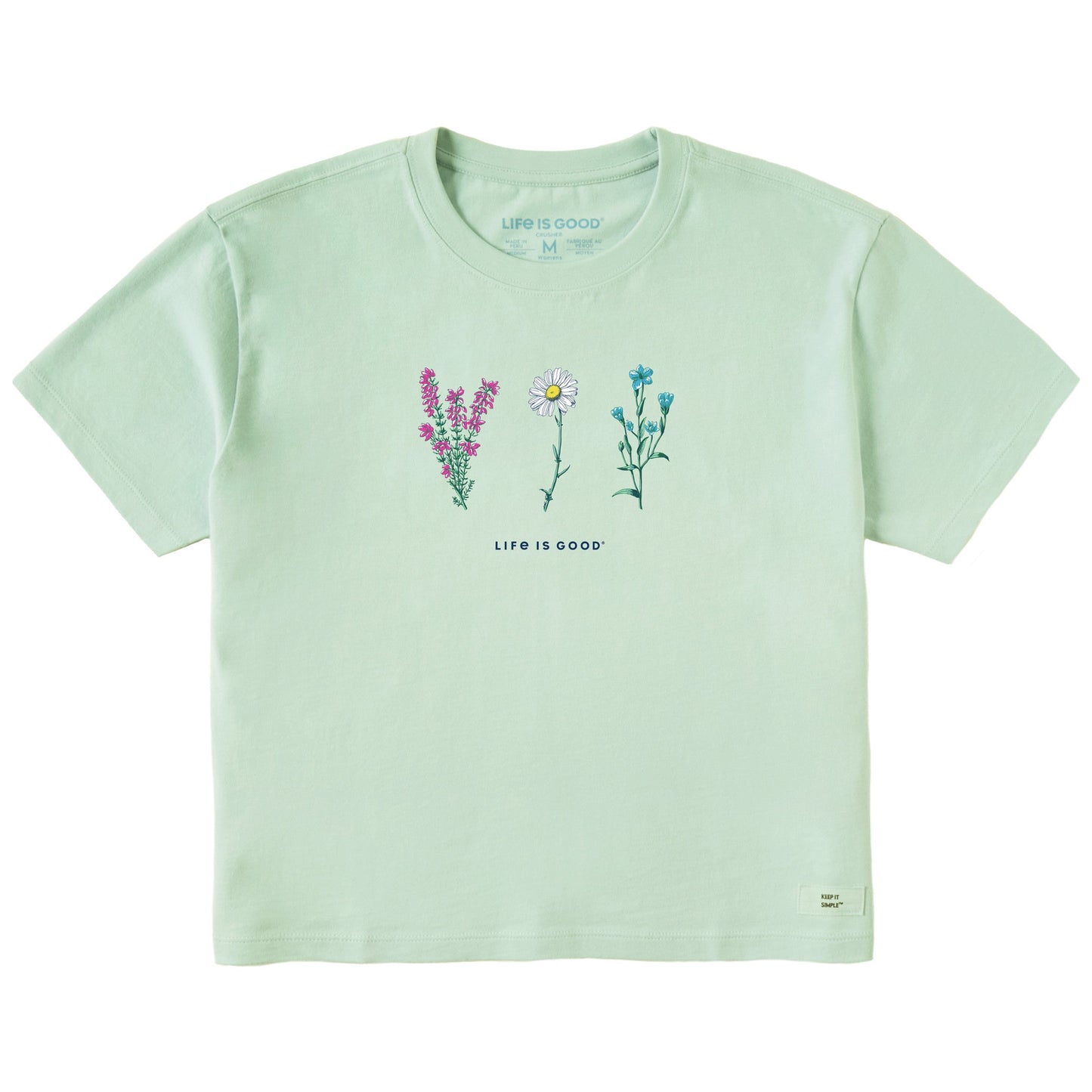 Women's Detailed Wildflowers Short Sleeve Crusher Boxy Tee