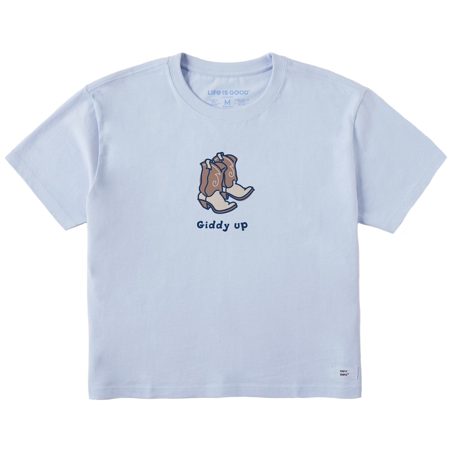 Women's Giddy Up Cowboy Boots Short Sleeve Crusher Boxy Tee