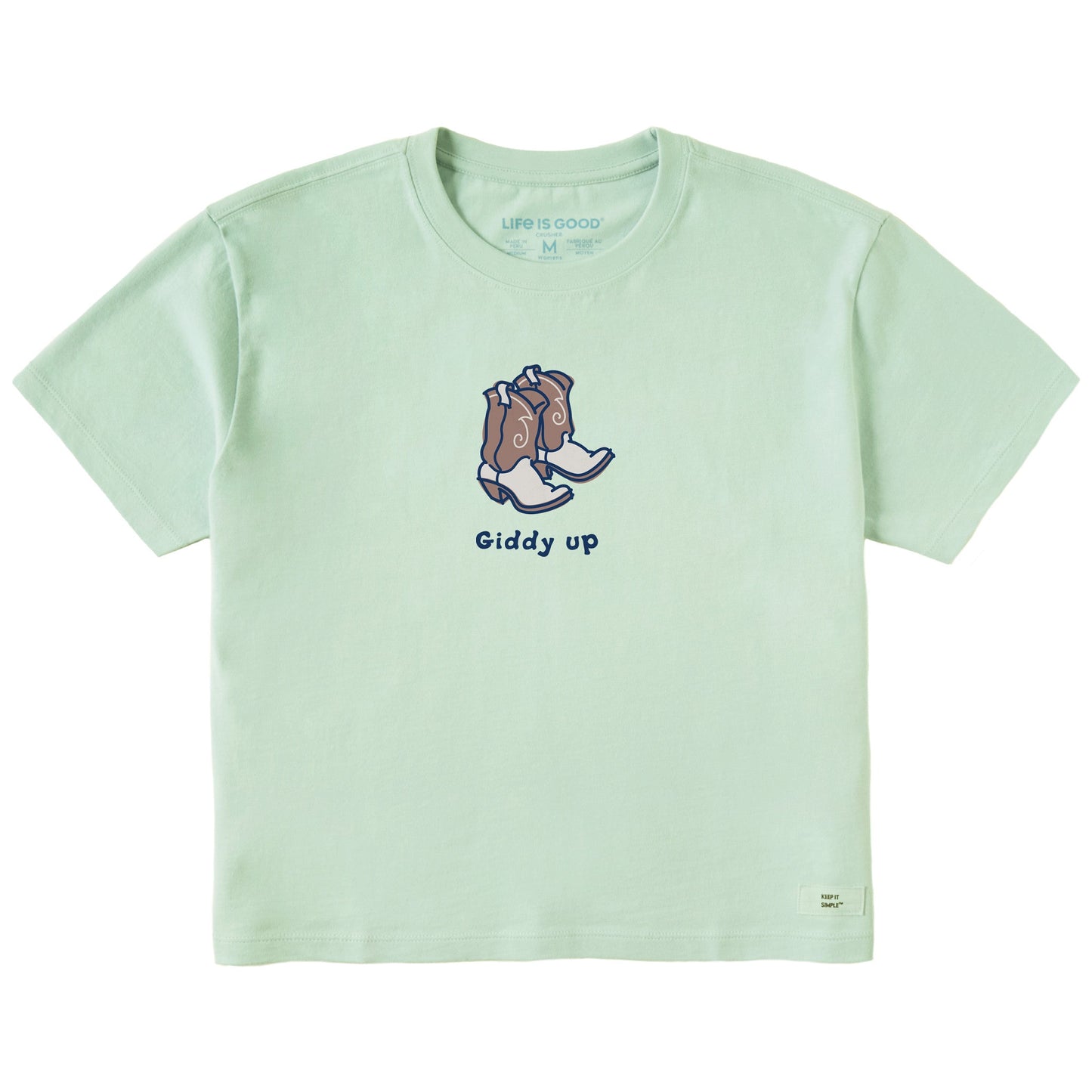 Women's Giddy Up Cowboy Boots Short Sleeve Crusher Boxy Tee