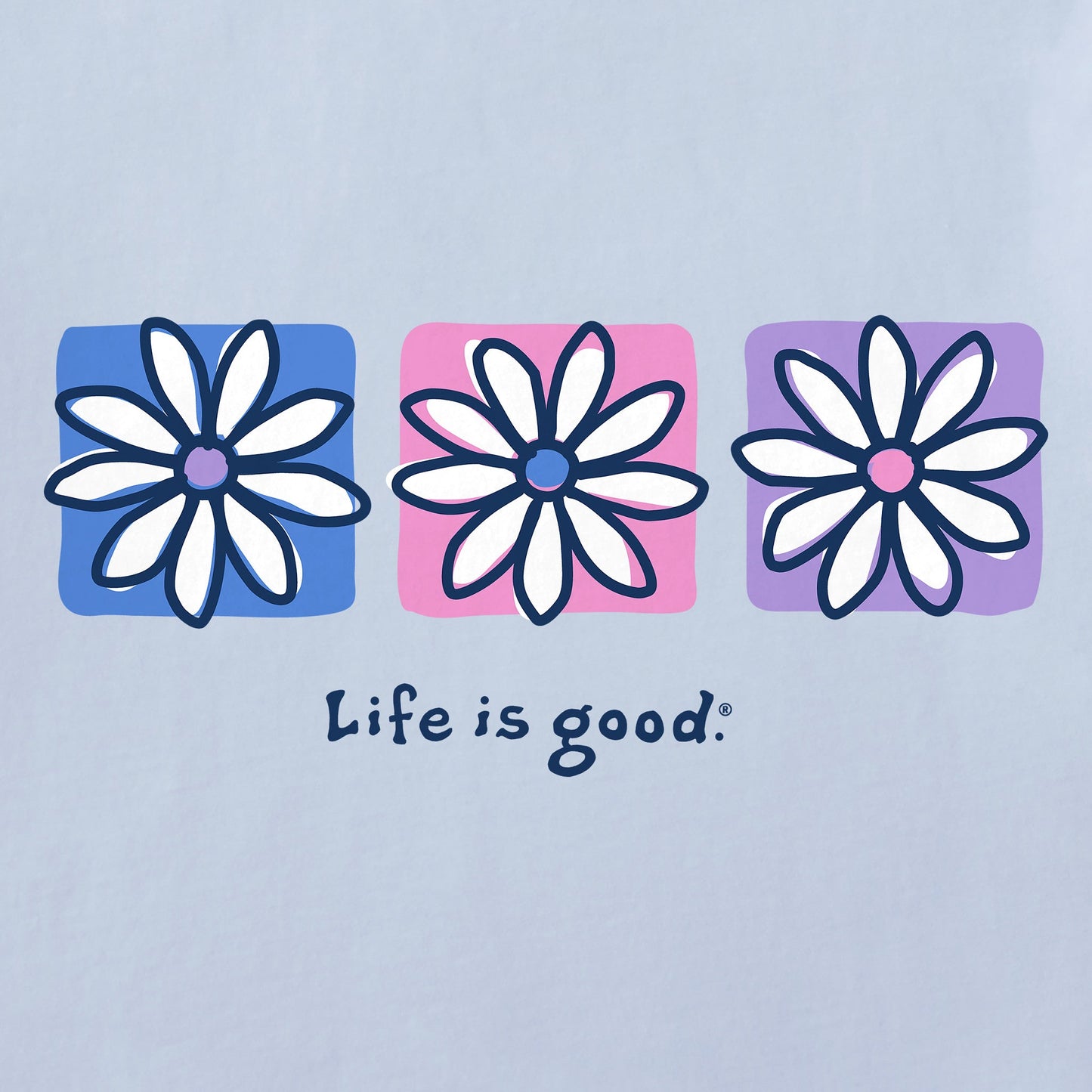 Women's Three Boxed Daisies Short Sleeve Crusher Boxy Tee