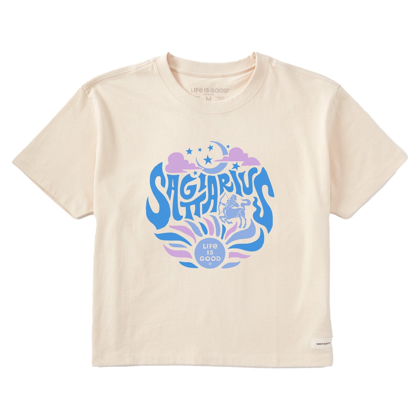 Women's Sagittarius Zodiac Vibes Short Sleeve Crusher Boxy Tee