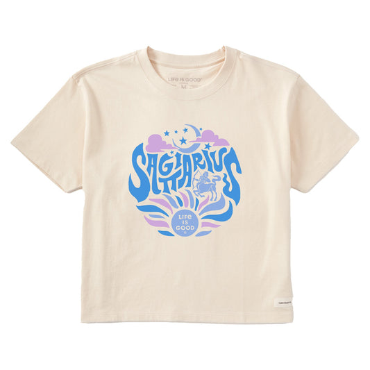 Women's Sagittarius Zodiac Vibes Short Sleeve Crusher Boxy Tee