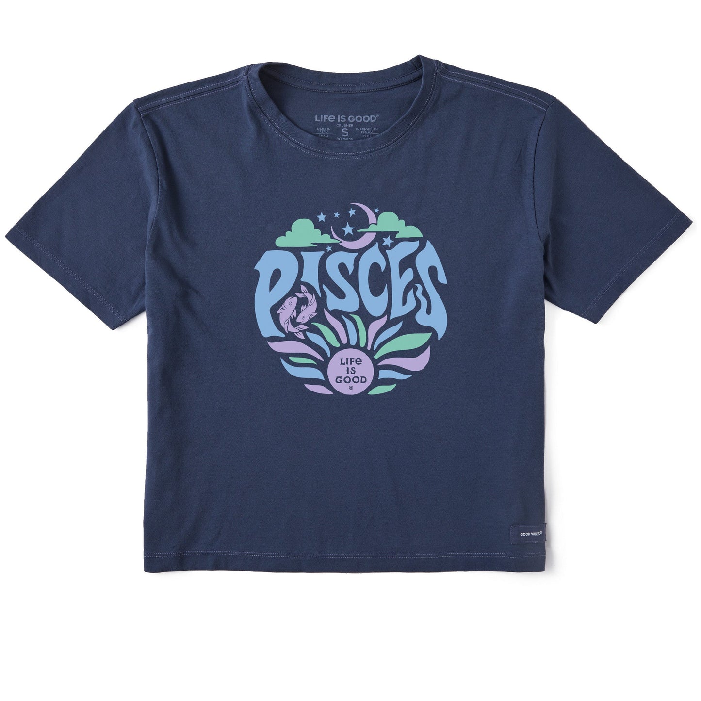 Women's Pisces  Zodiac Vibes Short Sleeve Crusher Boxy Tee