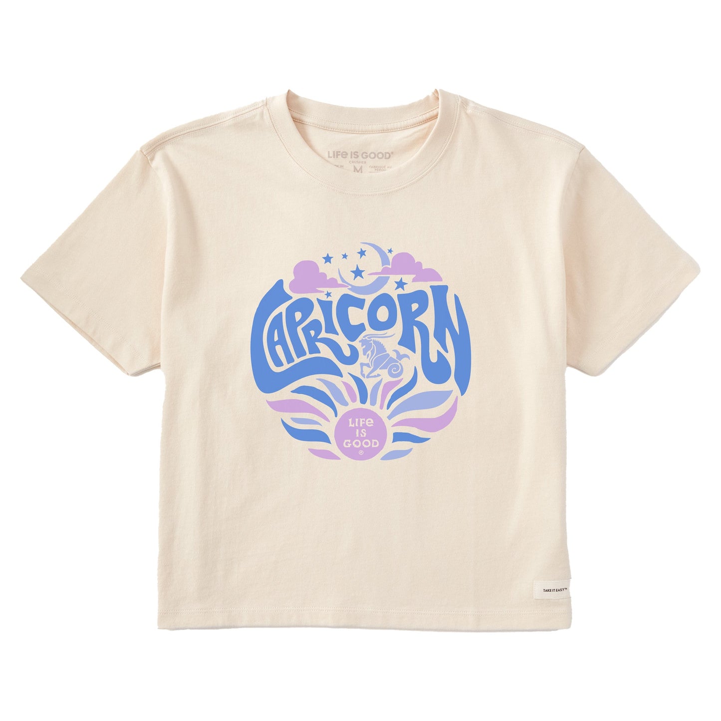 Women's Capricorn Zodiac Vibes Short Sleeve Crusher Boxy Tee