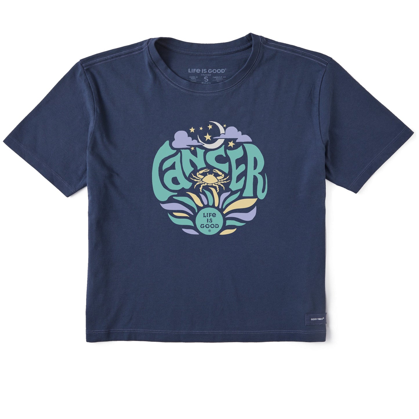 Women's Cancer  Zodiac Vibes Short Sleeve Crusher Boxy Tee