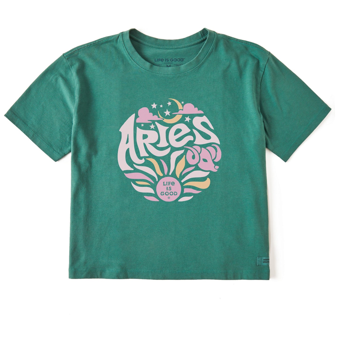 Women's Aries  Zodiac Vibes Short Sleeve Crusher Boxy Tee