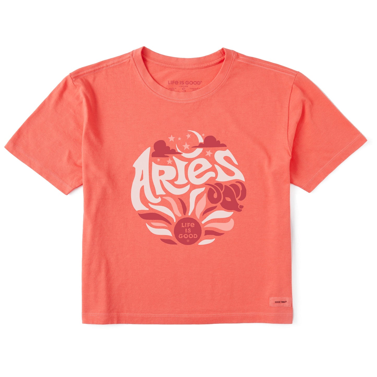 Women's Aries  Zodiac Vibes Short Sleeve Crusher Boxy Tee