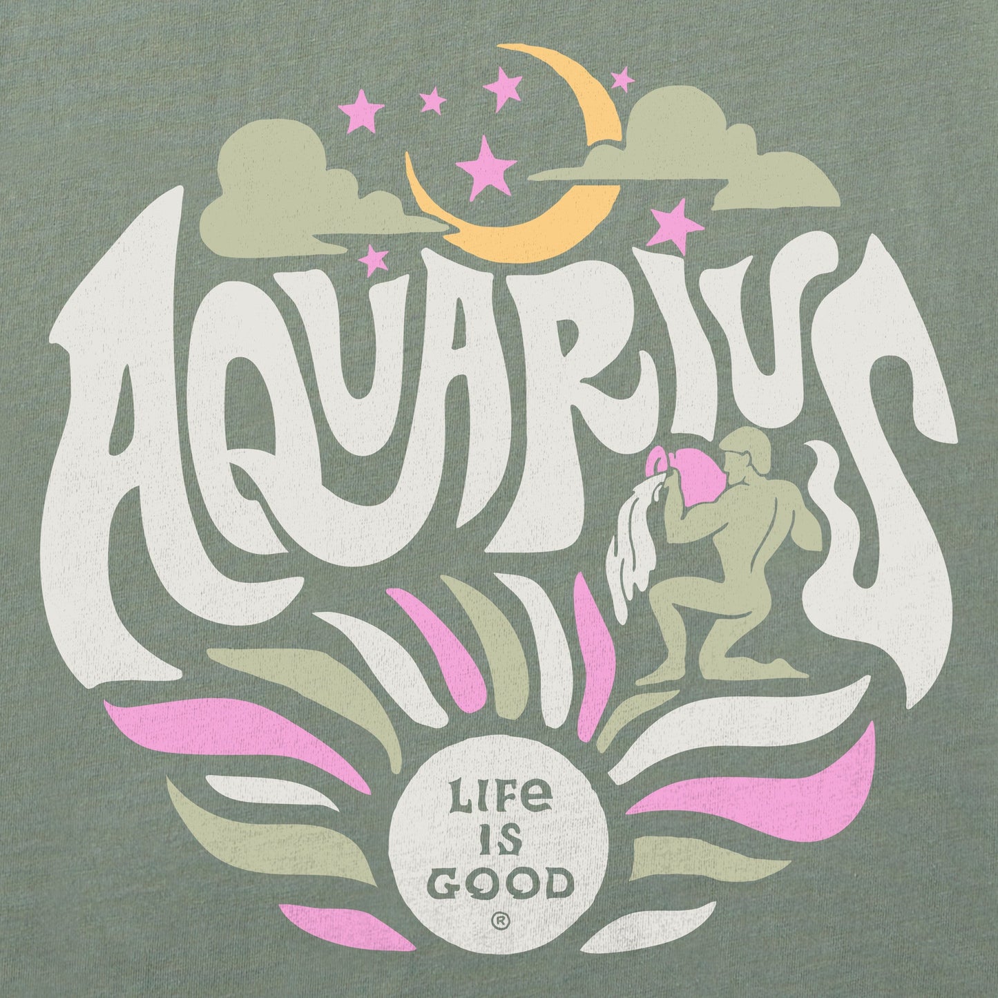 Women's Aquarius Zodiac Vibes Short Sleeve Crusher Boxy Tee