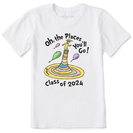 Kids Oh the Places Class of 2024 Short Sleeve Crusher Tee