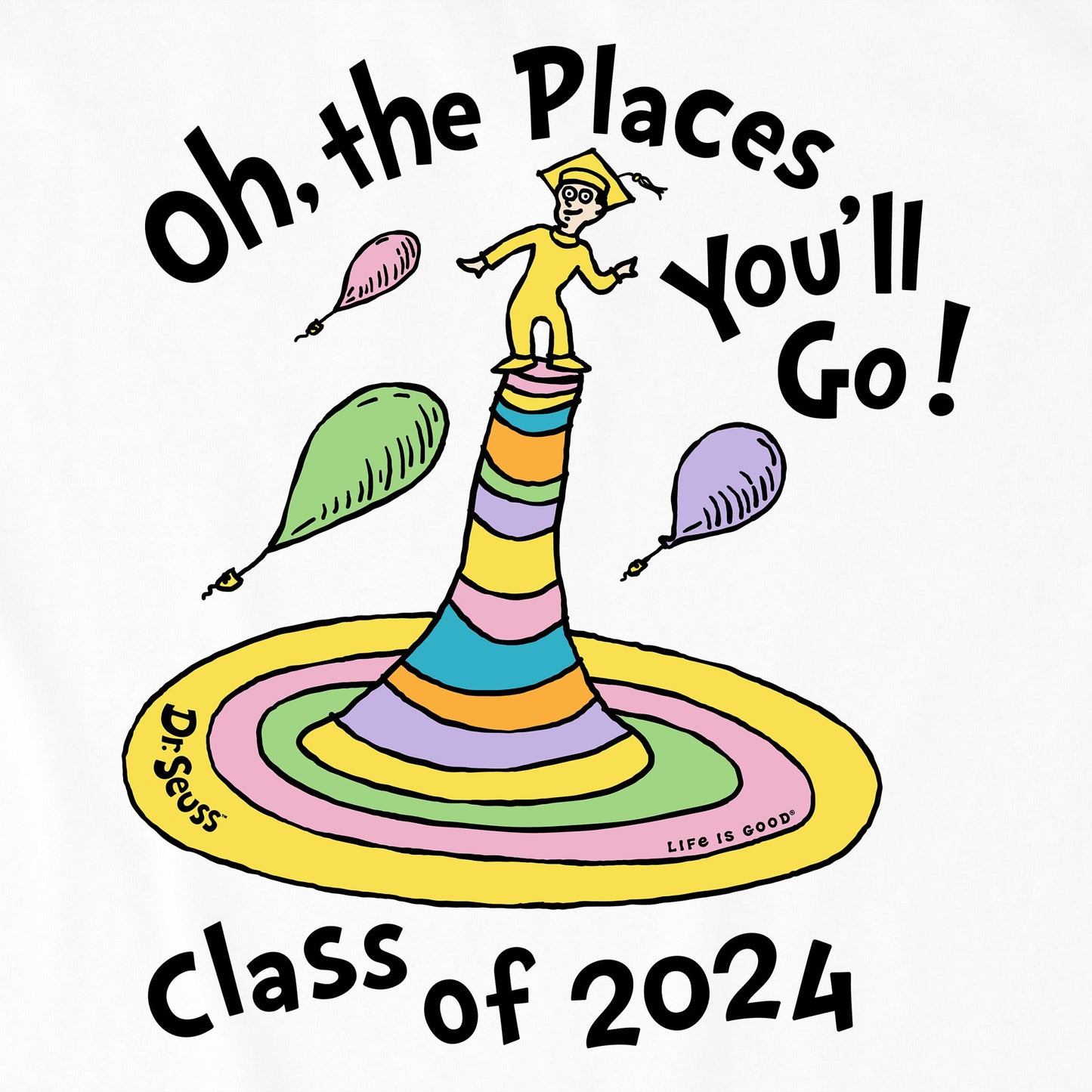 Kids Oh the Places Class of 2024 Short Sleeve Crusher Tee