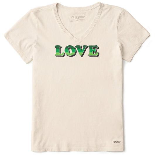 Women's Stripey Love Short Sleeve Crusher Vee