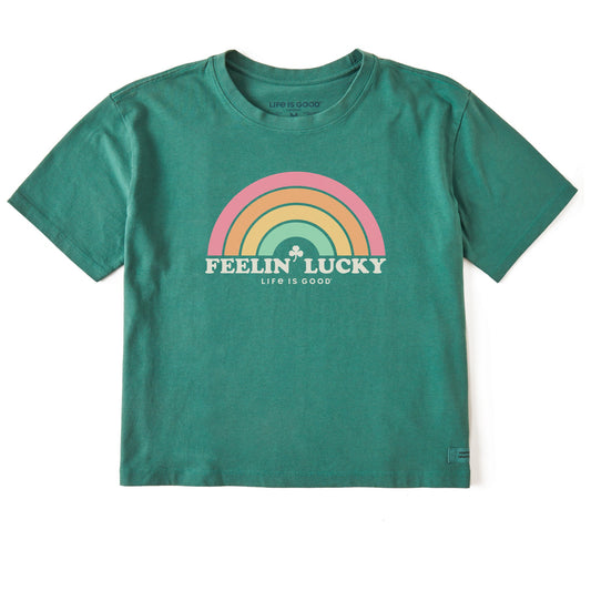 Women's Feelin' Lucky Rainbow Short Sleeve Crusher Boxy Tee