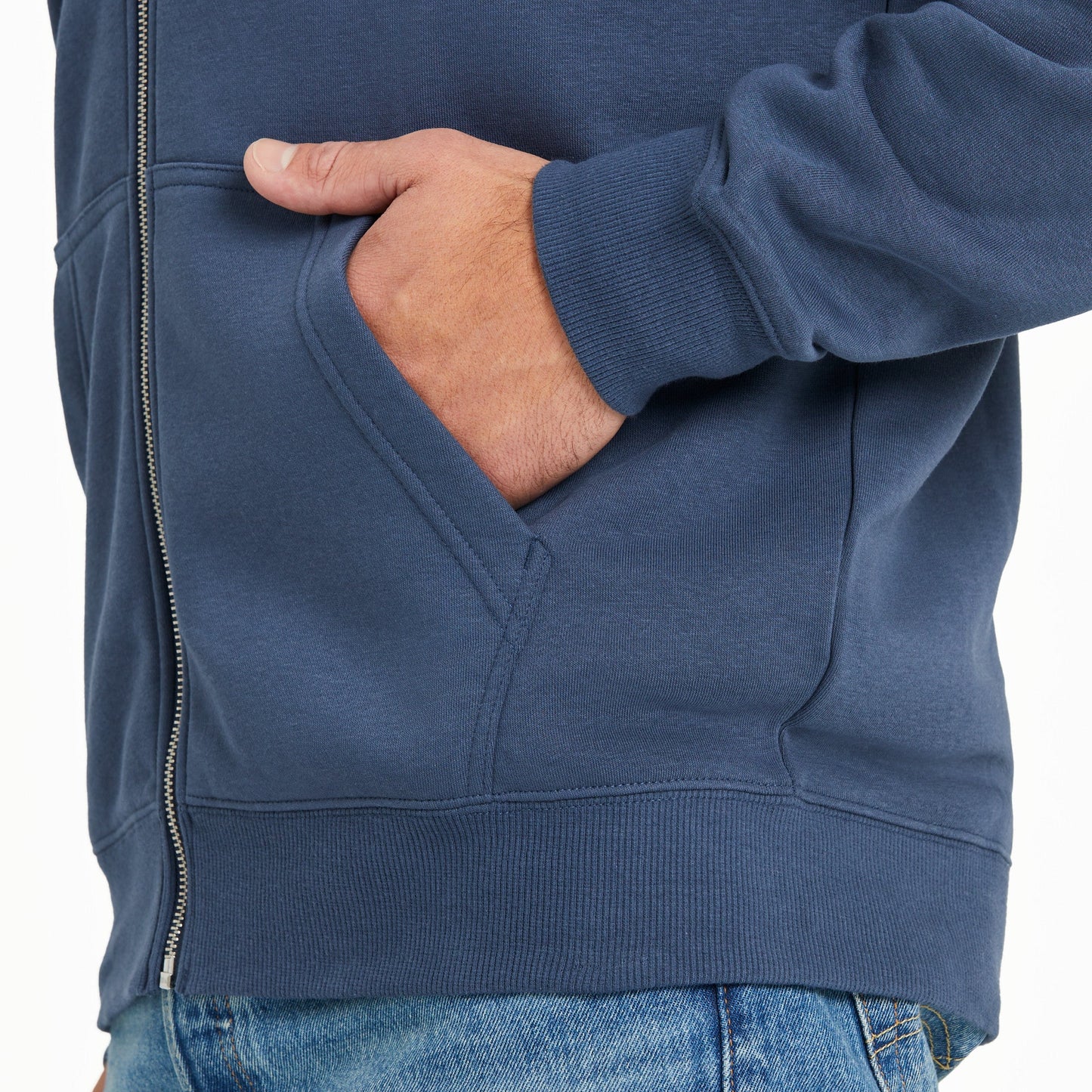 Men's Solid Good Vibes Fleece Zip Hoodie