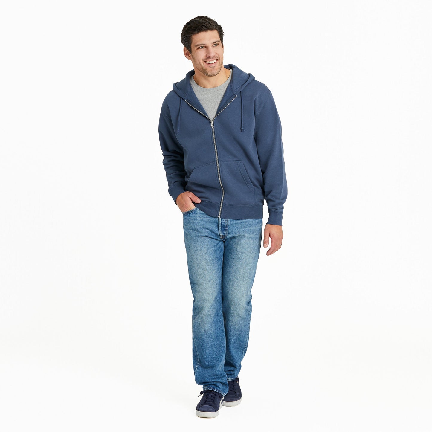 Men's Solid Good Vibes Fleece Zip Hoodie