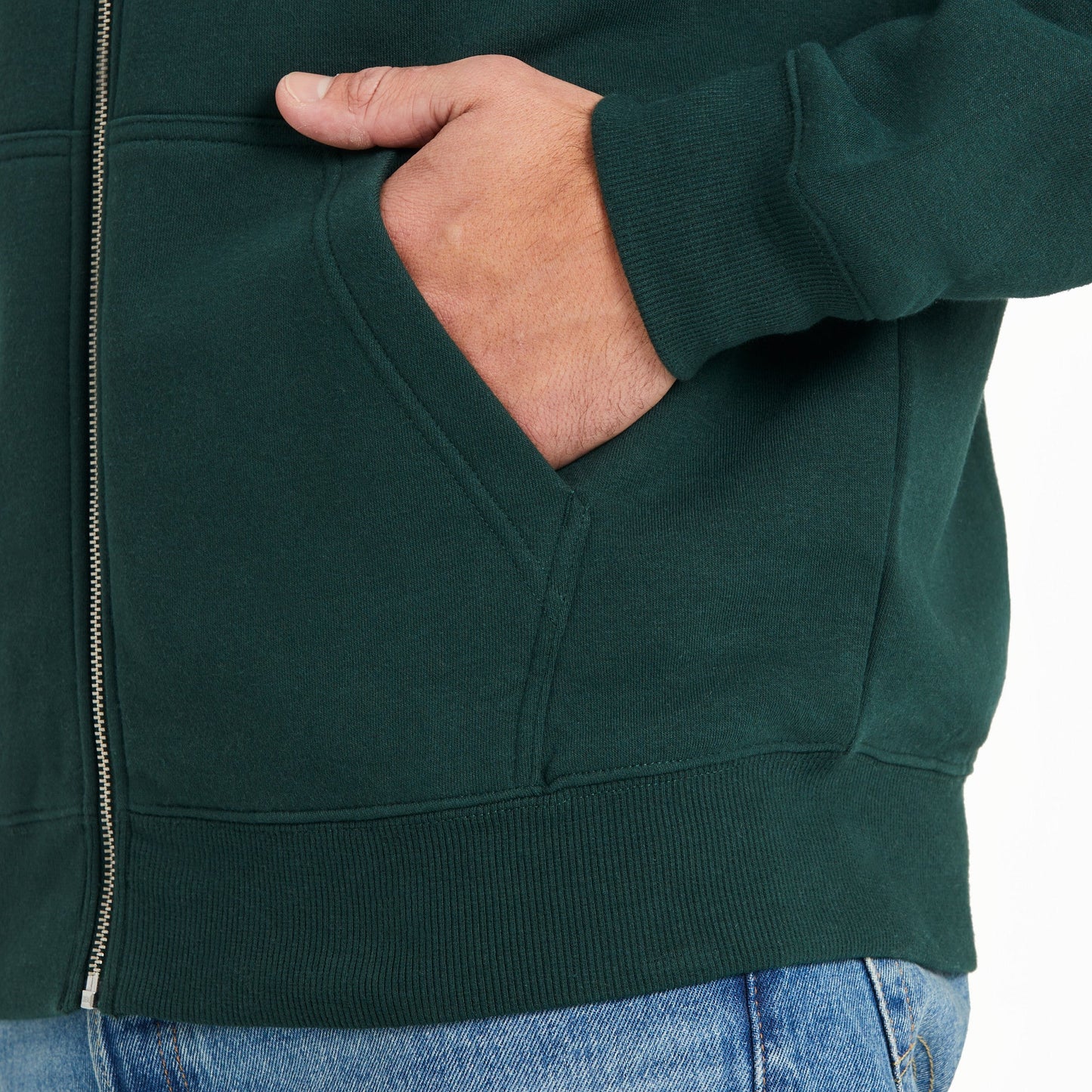 Men's Solid Good Vibes Fleece Zip Hoodie