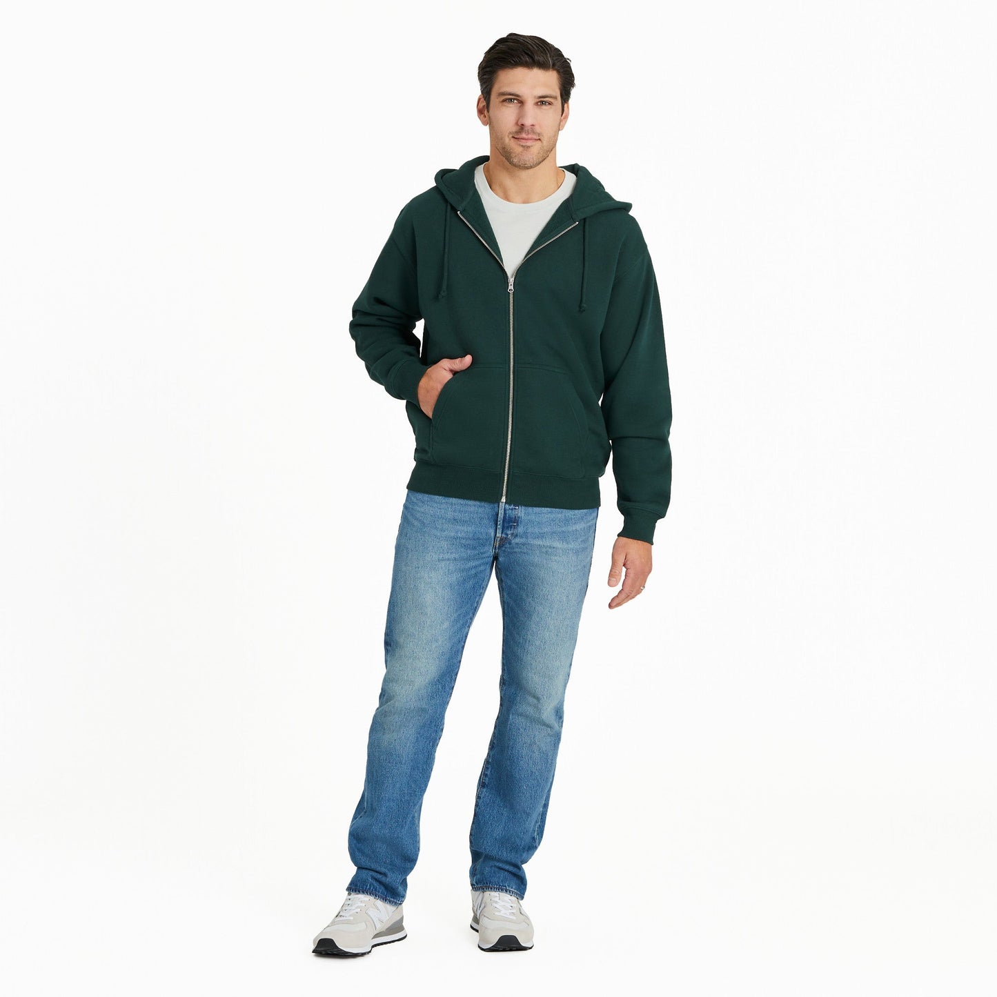 Men's Solid Good Vibes Fleece Zip Hoodie