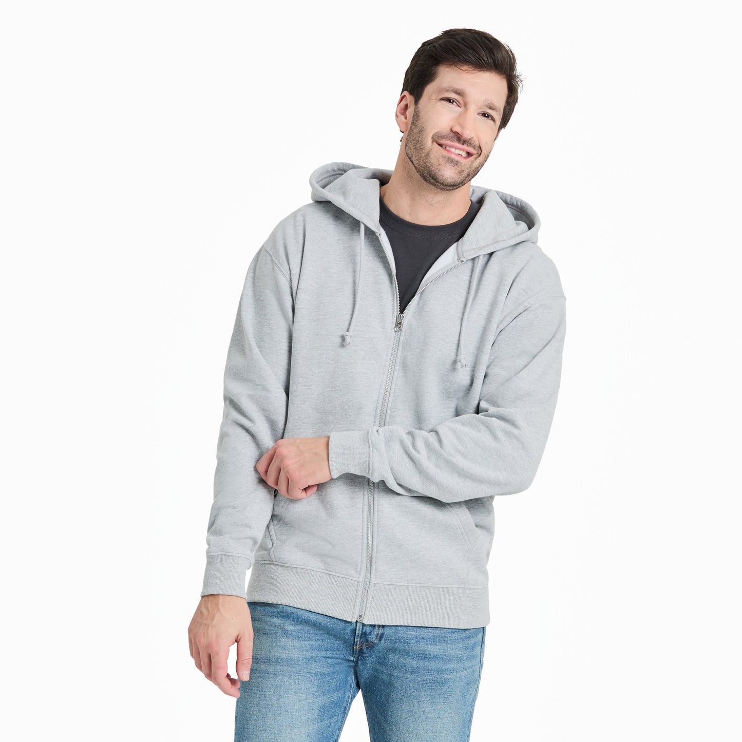 Men's Solid Good Vibes Fleece Zip Hoodie