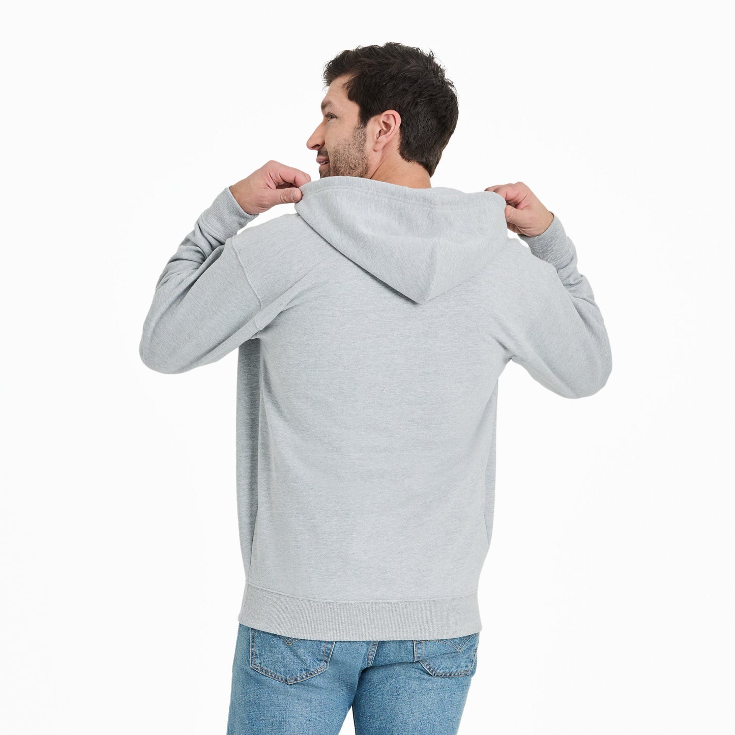 Men's Solid Good Vibes Fleece Zip Hoodie