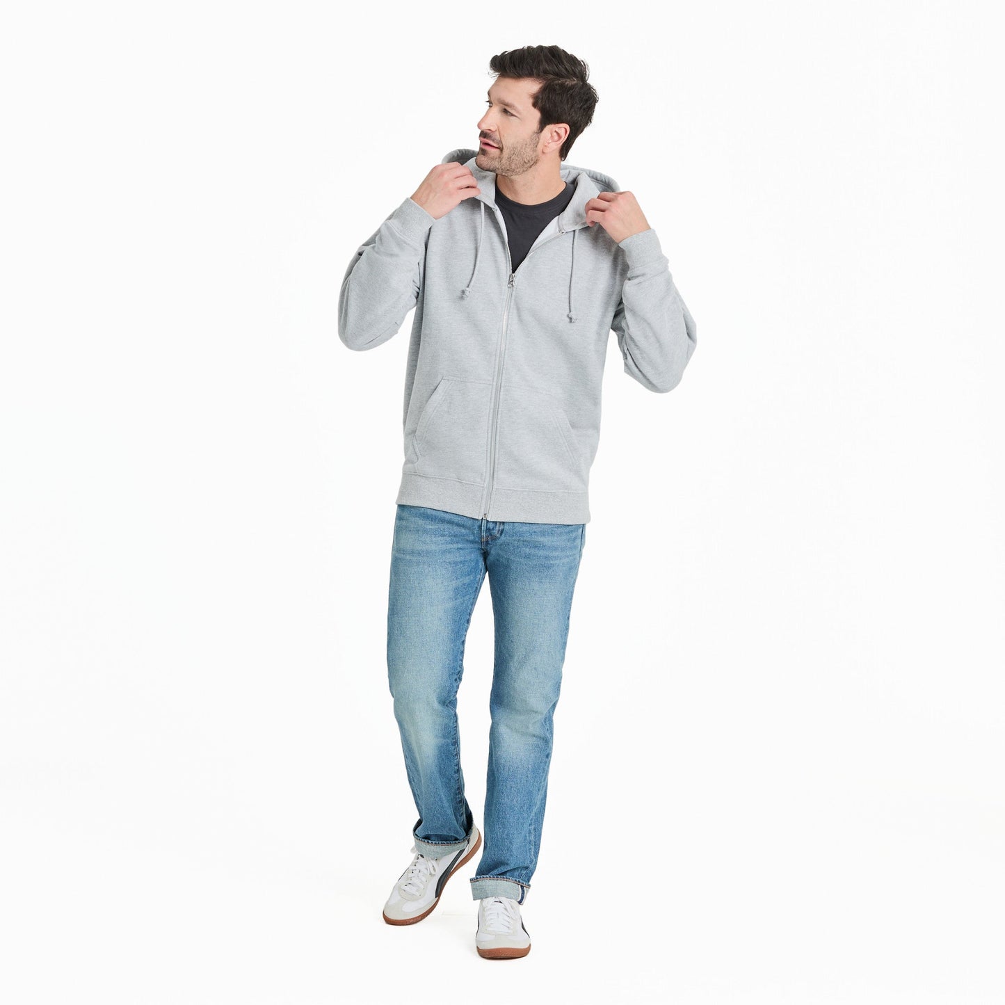 Men's Solid Good Vibes Fleece Zip Hoodie