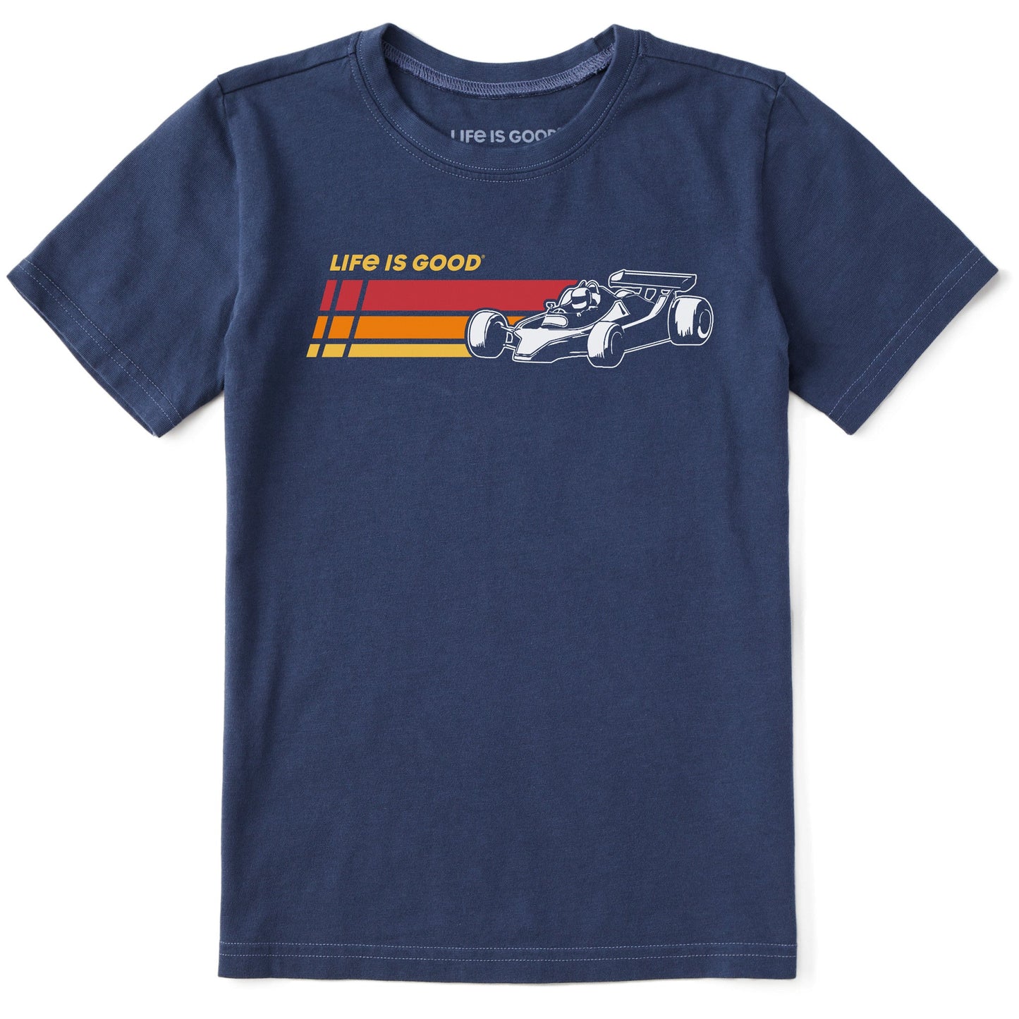 Kids Race Car Stripes Short Sleeve Crusher Tee