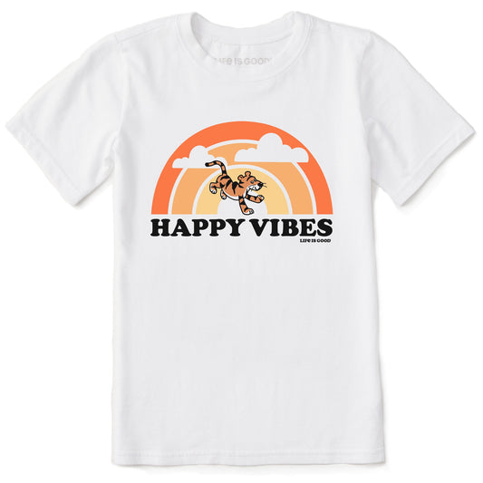Kids Happy Vibes Tiger Stripe Rainbow Short Sleeve Crusher Tee