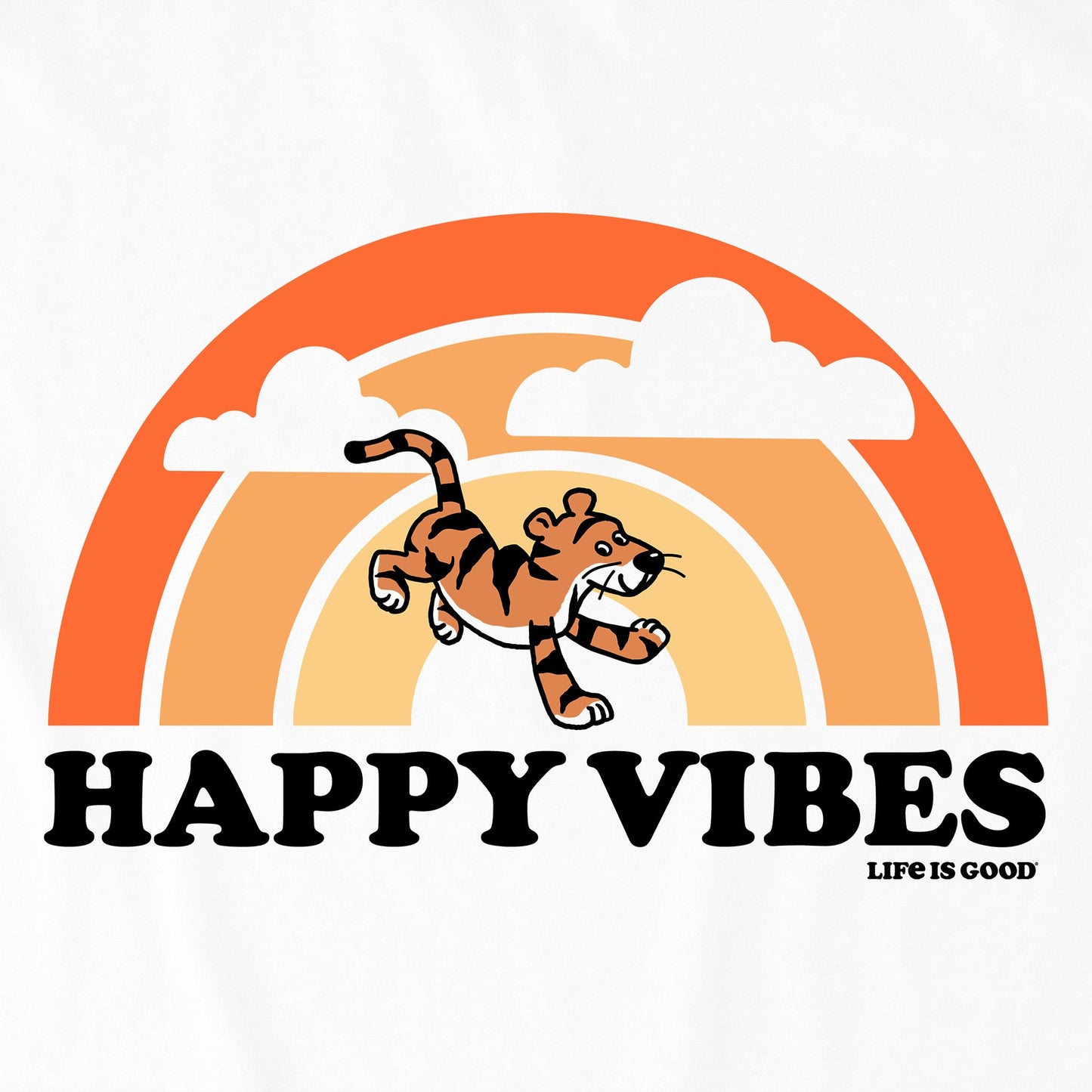 Kids Happy Vibes Tiger Stripe Rainbow Short Sleeve Crusher Tee