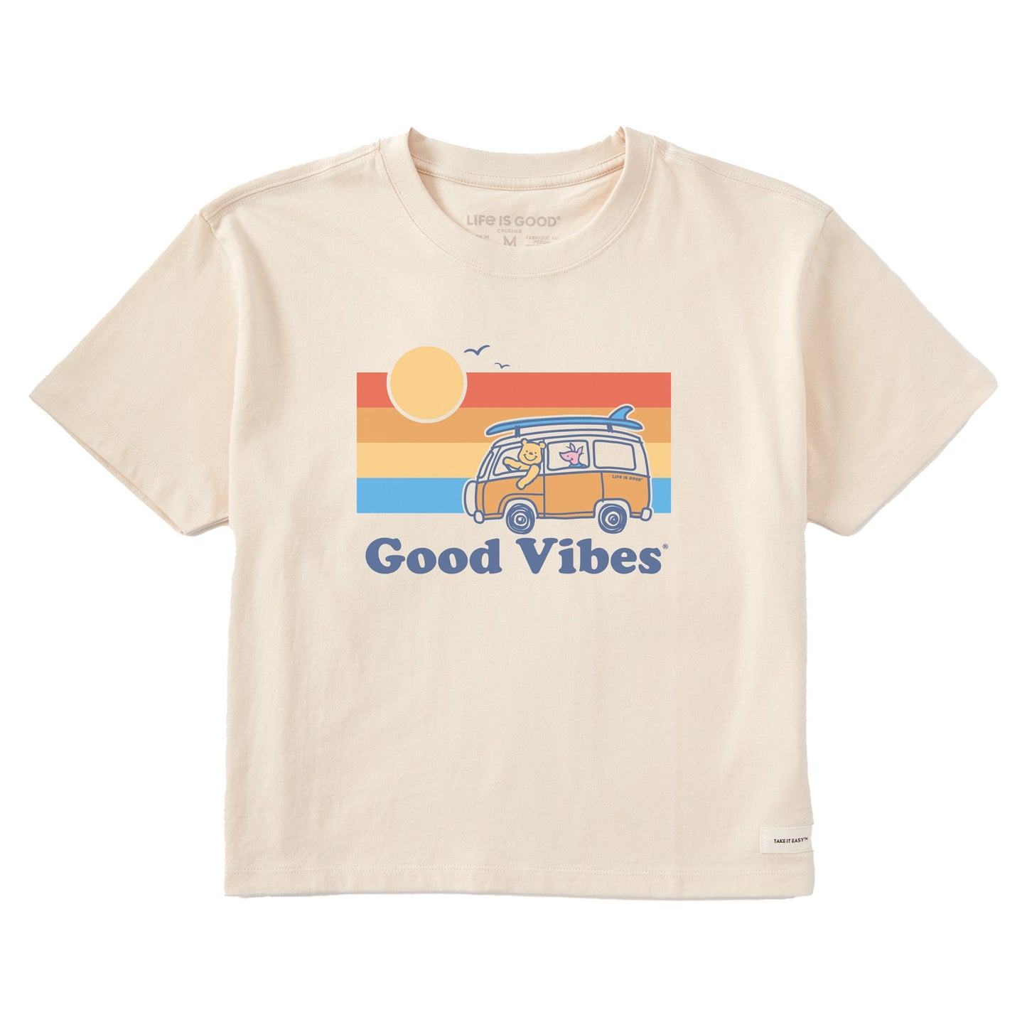 Women's Good Vibes Winnie & P Van Short Sleeve Crusher Boxy Tee