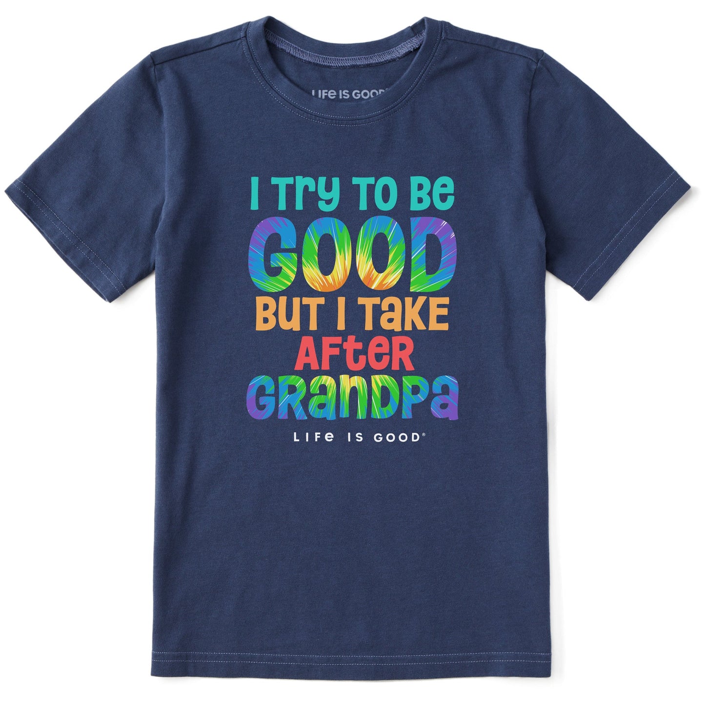 Kids Tie Dye Good Grandpa Short Sleeve Crusher Tee