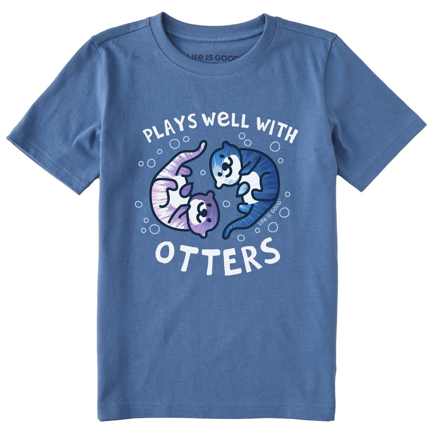 Kids Tie Dye Plays Well With Otters Short Sleeve Crusher Tee