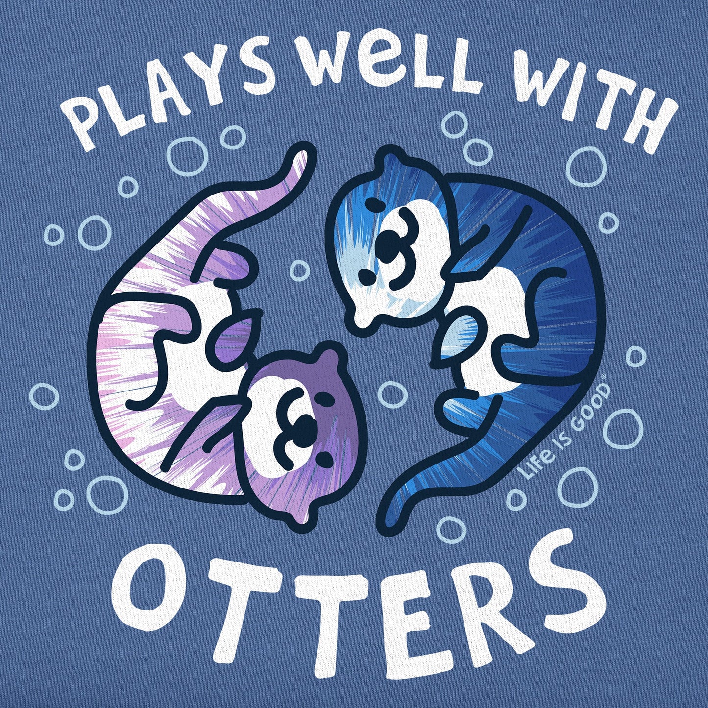 Kids Tie Dye Plays Well With Otters Short Sleeve Crusher Tee