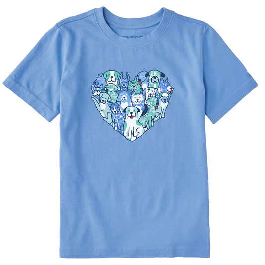 Kids Tie Dye Heart of Dogs Short Sleeve Crusher Tee