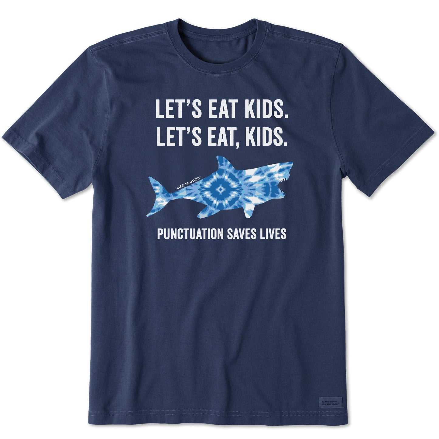 Men's Tie Dye Lets Eat Kids Shark Short Sleeve Tee