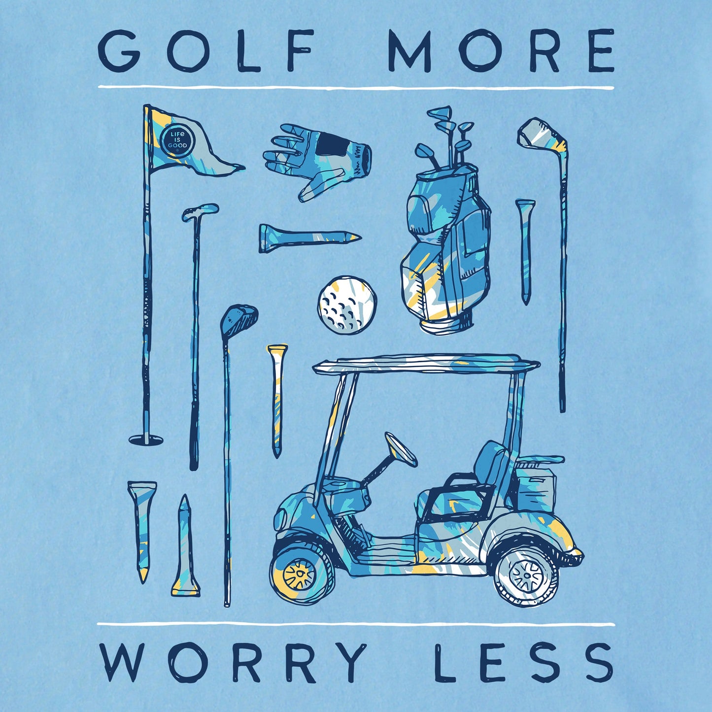 Men's Tie Dye Golf More Worry Less Short Sleeve Tee