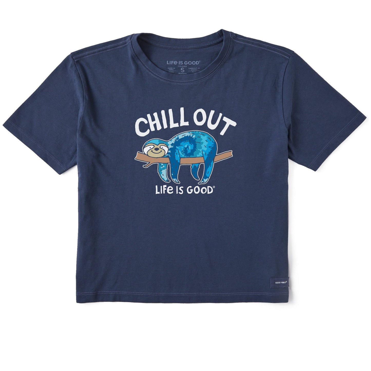 Women's Tie Dye Chill Out Sloth Short Sleeve Crusher Boxy Tee