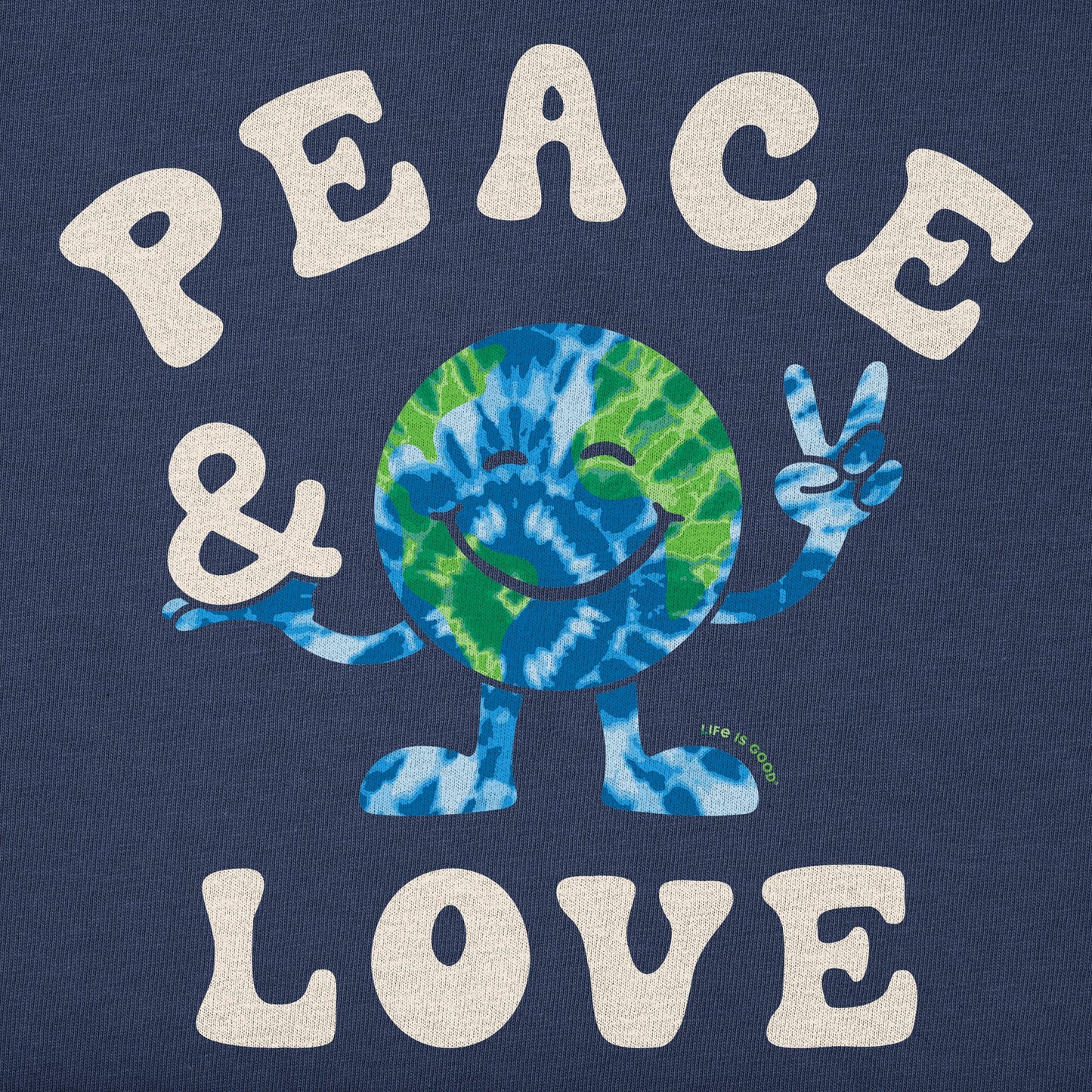 Women's Tie Dye Peace & Love Earth Short Sleeve Crusher Boxy Tee