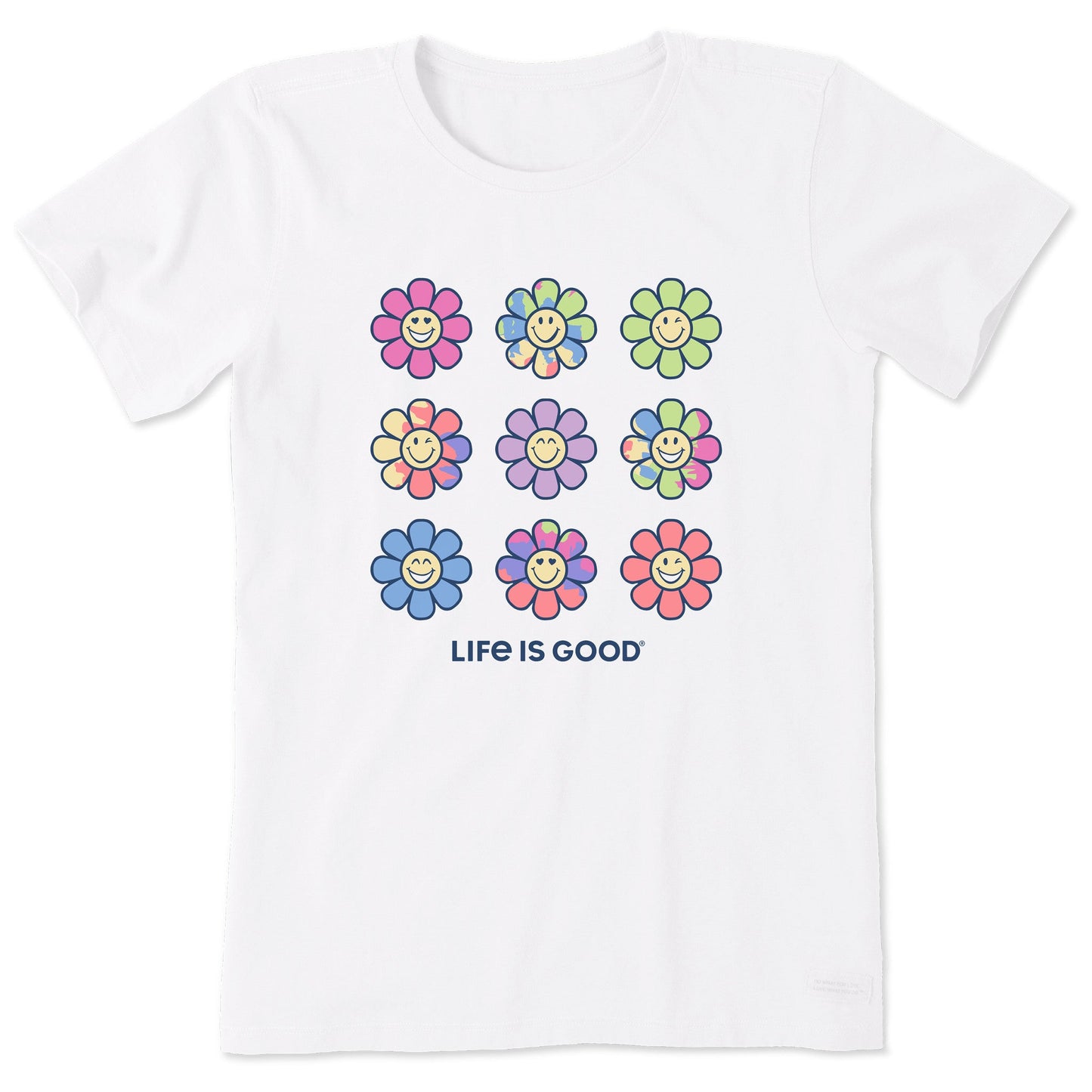 Women's Tie Dye Smile Daisies Short Sleeve Tee