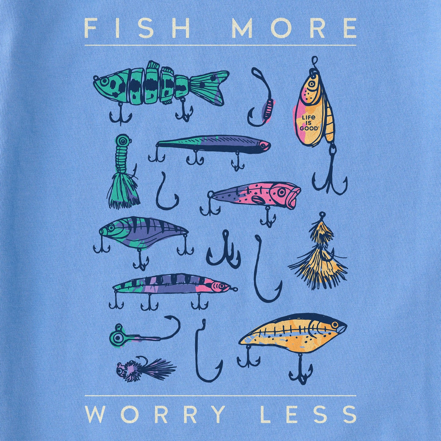 Women's Tie Dye Fish More Worry Less Short Sleeve Tee