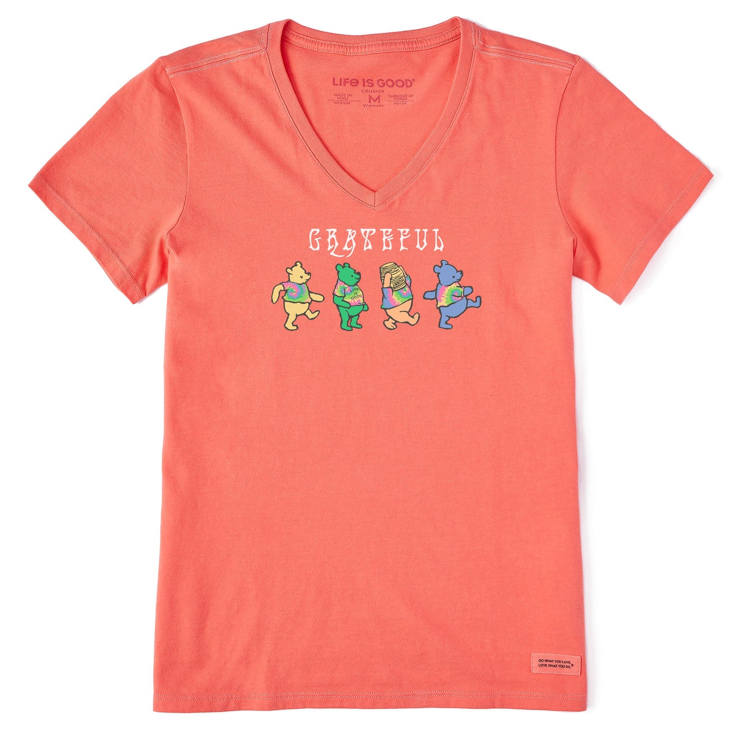 Women's Tie Dye Grateful Winnie Short Sleeve Vee